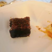 The last and most delicious bite of salted caramel brownie  at The Vegan Street Food Company in Worthing