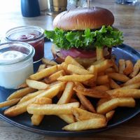 The vegan burger in Lilleheden (quite tasty), september 2023 at Lilleheden in Hirtshals