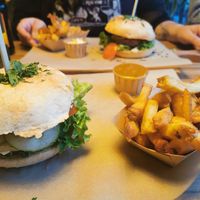Beyond Meat Burger with small fries. at FRIETBOX in Norden