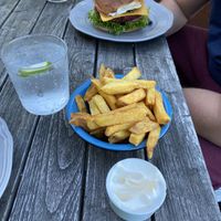 Amazing new sweet potato patty and fries. So good 😊  at Halifax Burgers in Koege