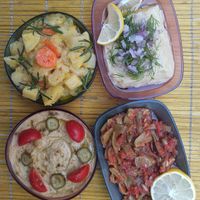 Humus, green beans, celery at V-mos in Istanbul