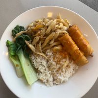 Mushroom adobo with lumpia at Nan's Noodle House in Calgary