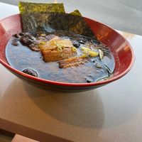 Black garlic ramen with plant based beef  at Nan's Noodle House in Calgary