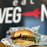 Mediterranean Vegg-e Burger at Veg-n in Okemos