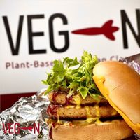 BBQ Hunny Mustard Chick-N Double Stack at Veg-n in Okemos