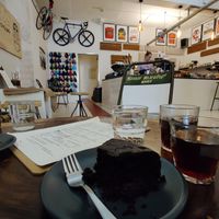 Bikes on the wall at Fixed Gear Coffee in Maastricht