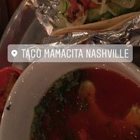 Tortilla soup and black bean taco with a side of plantains at Taco Mamacita in Nashville