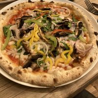 Veggie pizza with Vegan Mozzarella and dip  at WoodFiredShack in Bangor