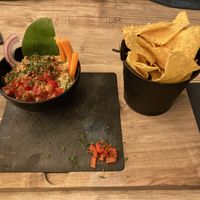 Tortilla chips and guacamole 🥑  at WoodFiredShack in Bangor