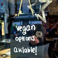 Vegan Window Sign at WoodFiredShack in Bangor