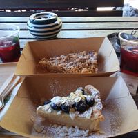 Apple-pear pie and almond cream pie at  Pineapple Papingo - Κουκουνάρι Πάπιγκο in Papingo