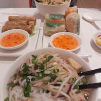 Small tofu pho, vegetable spring rolls and tofu summer rolls... YUM! at Bubble & Pho in Portsmouth
