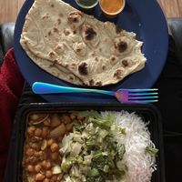 Vegan Channa Masala and vegan Paratha/Roti bread w/ chutney  at Fresh Curry Chefs in Camarillo