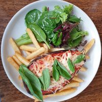 Eggplant Parmy at The Commercial Hotel in Parramatta