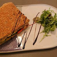 Foccacia sandwich with grilled vegetables & hummus at das KARL in Dusseldorf