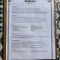 Updated menu. No labelled vegan options and seemed to only be able to make a few things vegan. at Bunce's in Marlborough