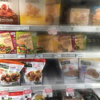 Vegan frozen items at Natures Green Grocer Market in Peterborough