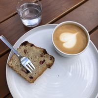 banana bread and cafe latte   at SUEDHANG in Tubingen