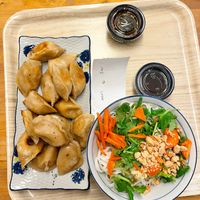 Dumplings with rice noodles  at Fengsson Dumpling House in Lund