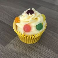 Tasty jelly tot vegan cupcake  at Mod's Vegan Cafe at the Thirsty Scholar in Manchester