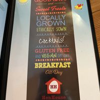 Front of menu   at Hen House Eatery in Minneapolis