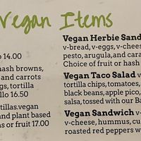Vegan menu as of 7/23/23  at Hen House Eatery in Minneapolis