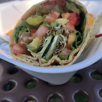 Veggie wrap. No cheese, no Mayo, add hummus  at Beyond Juice in Park Rapids