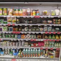 Chilled section with vegan options at Fantastico in Sofia