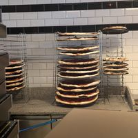 The "small" pizzas may seem tiny in comparison, but no: the large ones are just HUGE! at Fat Toni's Pizzeria in Stroud