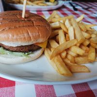 Quorn burger with cheeze at Route 303 in Honiton