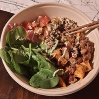 Take away vegan poke bowl (accidently at a bit before photo) at Kafé Plattan in Stockholm
