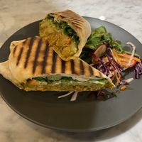 Buffalo cauliflower wrap at Kafé Plattan in Stockholm