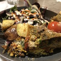 Quiche with salad and potatoes  at Kafé Plattan in Stockholm