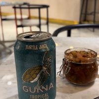 Drink +  kimchi  at Kafé Plattan in Stockholm