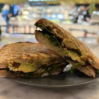 Walnut pesto sandwich on fresh sourdough 🌱  at Kafé Plattan in Stockholm