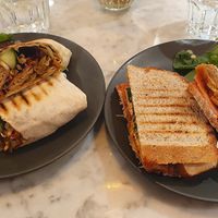 Teriyaki-wrap and Sandwhich with tofu+ kimchi at Kafé Plattan in Stockholm