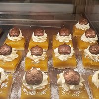 Halloween themed lemon cake at Kafé Plattan in Stockholm