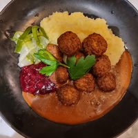 Meatballs and mash at Kafé Plattan in Stockholm