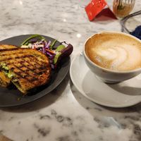 Walnut pesto sandwich and an oat milk latte. I wish I got a picture of the chickn teriyaki sandwich, it was amazing at Kafé Plattan in Stockholm