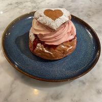 Valentine fruit semla  at Kafé Plattan in Stockholm