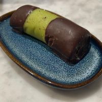 Small marzipan sweet (seems to contain some alcohol) at Kafé Plattan in Stockholm