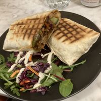 Vegan chicken teriyaki wrap   at Kafé Plattan in Stockholm
