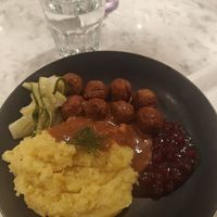 Meatballs with mash. at Kafé Plattan in Stockholm
