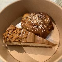 biscoff cheesecake and cinnamon bun - both amazing at Kafé Plattan in Stockholm
