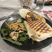 Vegan philly cheese wrap  at Kafé Plattan in Stockholm