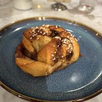 Vegan cinnamon bun  at Kafé Plattan in Stockholm