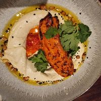 Hummus with roasted sweet potato (vg) at PINGRUMBA in Budapest