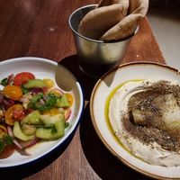 Israeli salad and labneh za'atar (all vegan) at PINGRUMBA in Budapest