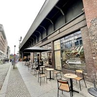 outside at Wayne's Coffee in Berlin