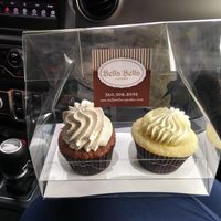 Salted caramel and a peach cupcake at Bella Bella Cupcakes in Silverdale